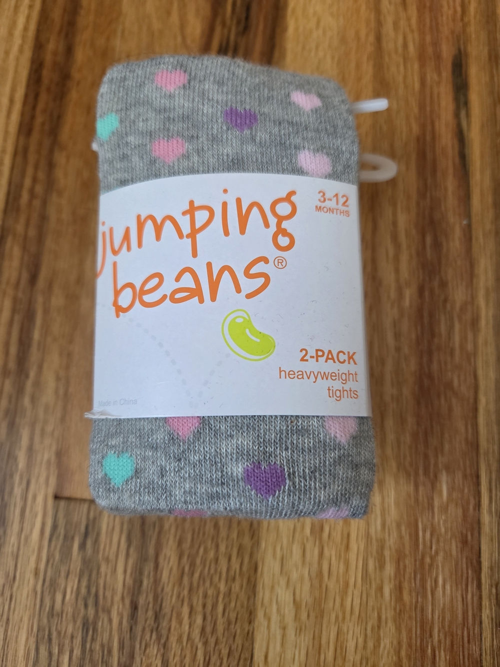 jumping beans Gray Tights with Pink Purple Teal Heart Dots - 2-Pack